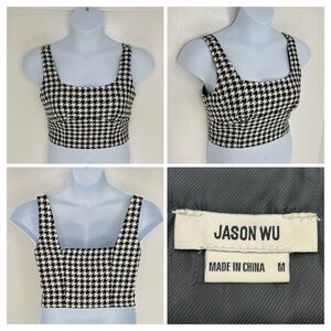 Jason Wu Houndstooth Tweed Crop Top Size Medium Retro Glam Preppy Dark Academia